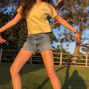 yellow vintage cropped t shirt polo sport